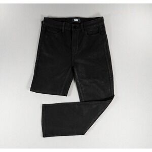 Paige Cindy Black Coated High Rise Straight Leg Jeans Size 27